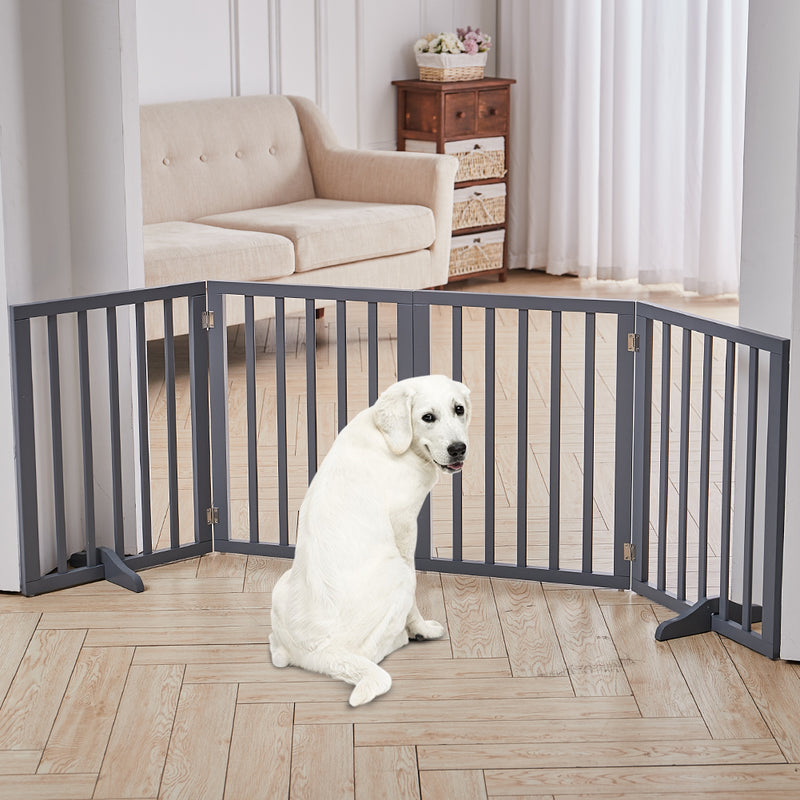 Kidkid 4 Panel Wooden Foldable Freestanding Pet Gate