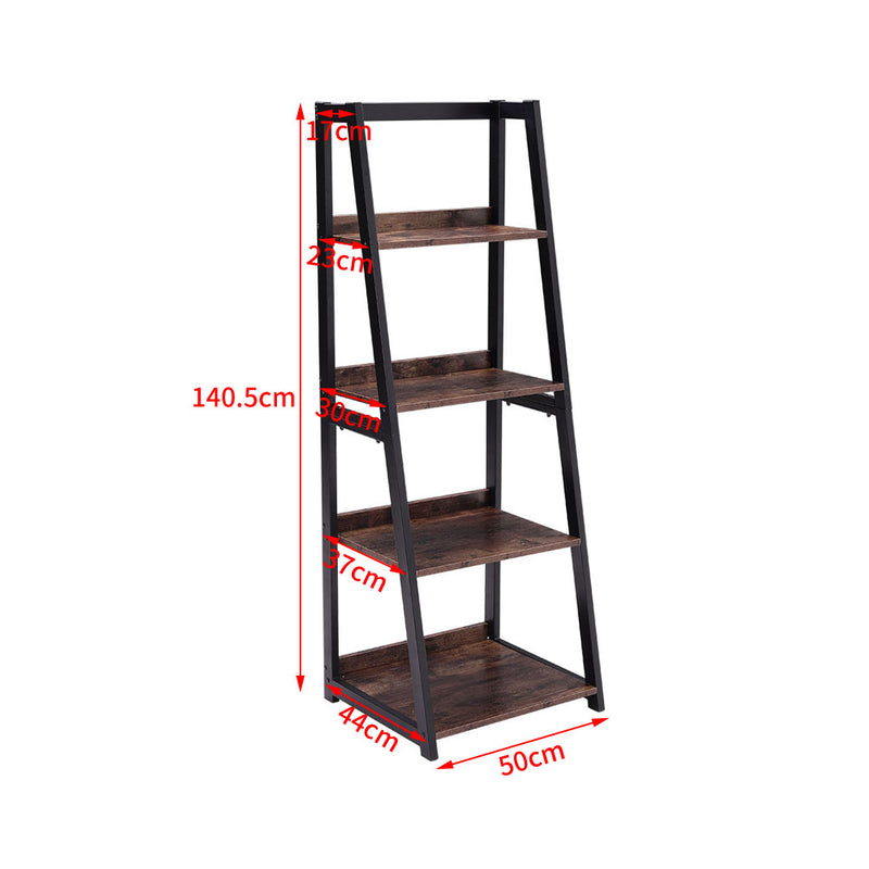 Livingandhome 5-Tier Industrial Wooden Open Shelf Ladder Bookcase