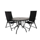 Outdoor 2 Person Round Glass Top Garden Dining Table Chairs Set