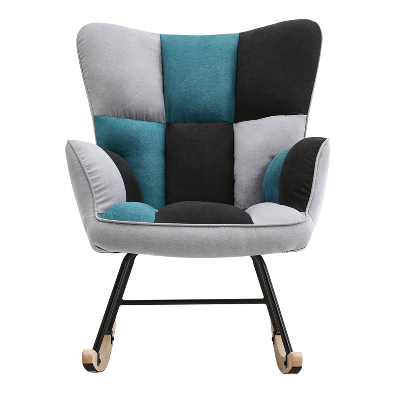 Livingandhome Upholstered Rocking Armchair with Wood Base