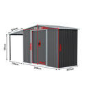 Breeins Outdoor Metal Storage Shed with Lean-to