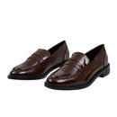 Casual Closed Toe Slip-on Penny Loafers With Low Heel - Brown