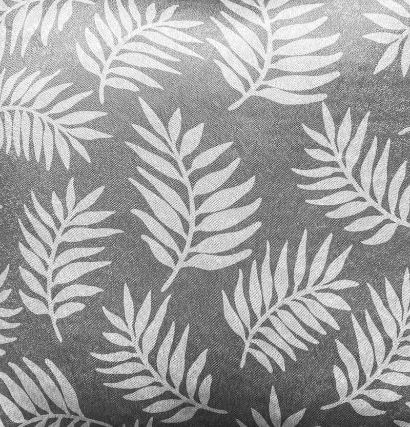 Oakland Grey Leaf Pattern, Thermal, Room Darkening Pair of Curtains with Eyelet Top