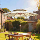 Outsunny 2.7 M Garden Parasol With Double Top, Cream White