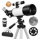 Outsunny Refractor Astronomy Telescope with Aperture, Carry Bag, White