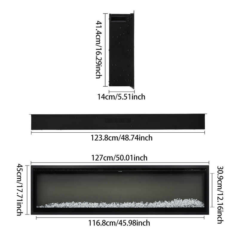 Electrical Fireplace with Remote, 12 Vibrant Flame Colours, Adjustable Heating Modes, and Safety Features