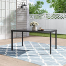Breeins Rustic Rectangle Outdoor Wicker Table with Tempered Glass Tabletop