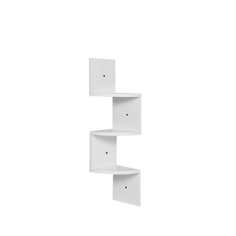 Livingandhome Wooden Zigzag Floating Corner Shelves 3-Tier White