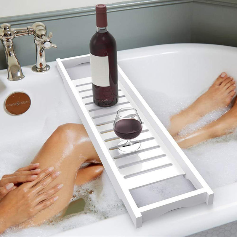 Lifeideas Bamboo Bath Tray Bathtub Caddy for Bathroom