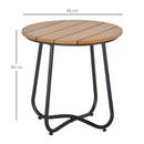 Outsunny Round Outdoor Side Table Adjustable Leg Pads Natural Wood & Black