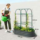 Outsunny 4 x 2 x 4.6ft Galvanised Raised Garden Bed with Trellis, Dark Grey