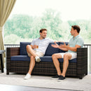 Outsunny Rattan Wicker 3-seater Sofa Chair Patio Furniture, Dark Blue