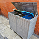 1.35m x 1.14m Large Grey Wooden Outdoor Garden Double Wheelie Bin Store Storage for 2 Bins