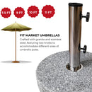 25kg Round Granite Garden Parasol / Umbrella Base Weight Stainless Steel Pole