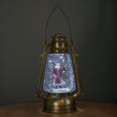 24cm Dual Powered Light up Antique Lantern Christmas Water Spinner with Santa Scene