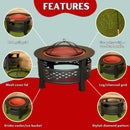 Samuel Alexander 80x58cm Black Steel Garden Patio Firepit Heater BBQ with Cover