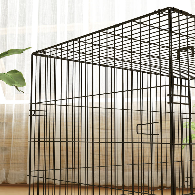 PawHut Dog Crate with 2 Doors, Tray, Soft Cushion