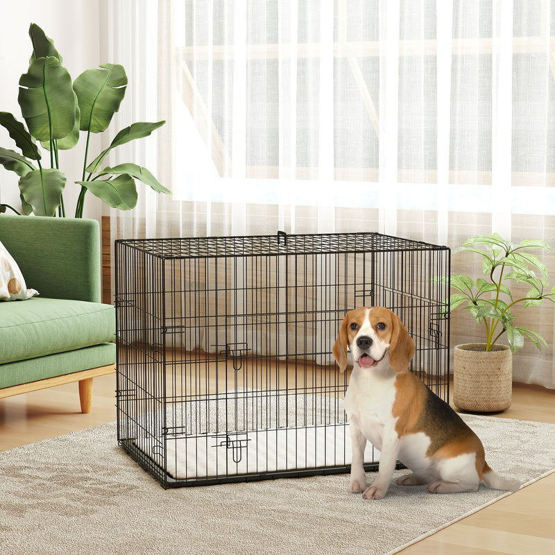 PawHut Dog Crate with 2 Doors, Tray, Soft Cushion