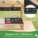 Fir Wood Pretend Play Kitchen with Hanging Hooks and Blackboard-Natural