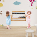 Fir Wood Pretend Play Kitchen with Hanging Hooks and Blackboard-Natural