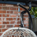 Samuel Alexander Hanging Garden Rattan Egg Chair with Steel Frame and Waterproof Cover in Indigo