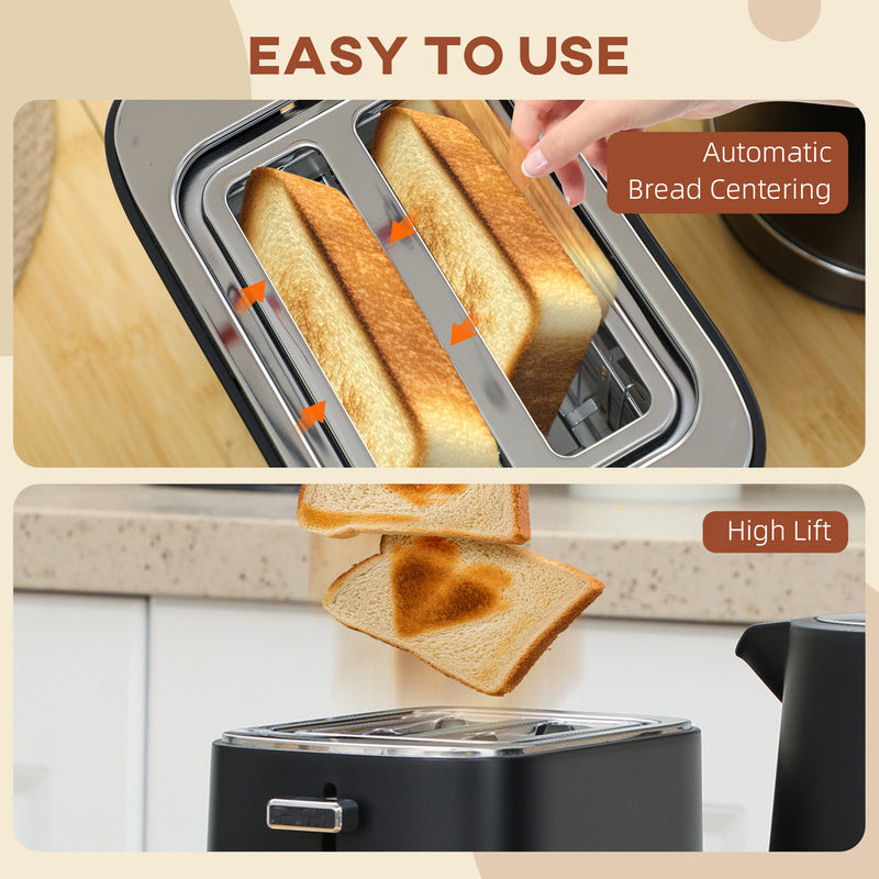 HOMCOM 1.7L 3000W Fast Boil Electric Kettle and 2 Slice Toaster Set