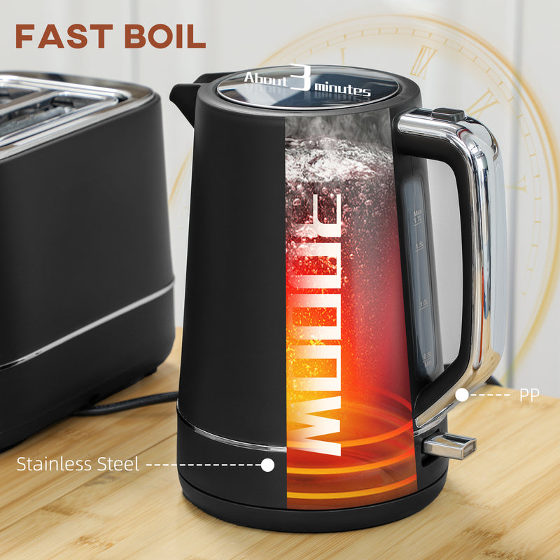 HOMCOM 1.7L 3000W Fast Boil Electric Kettle and 2 Slice Toaster Set