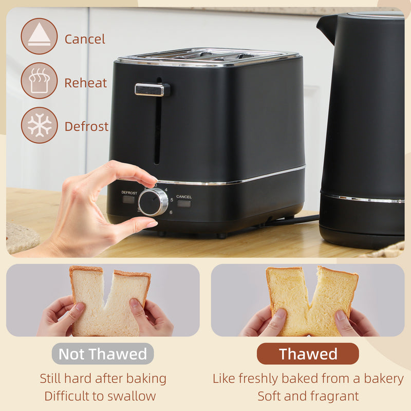 HOMCOM 1.7L 3000W Fast Boil Electric Kettle and 2 Slice Toaster Set