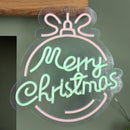 38cm x 40cm Light up Red and Green Neon Flex Merry Christmas Ball