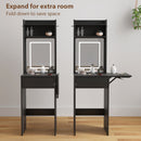 HOMCOM Compact Dressing Table with Lighted Mirror Open Shelves Drawer Black