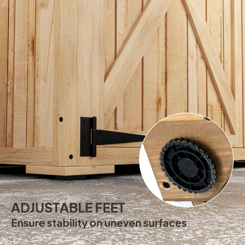 Outsunny Wooden Tool Storage Cabinet with Double Doors, Natural