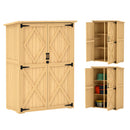 Outsunny Wooden Tool Storage Cabinet with Double Doors, Natural