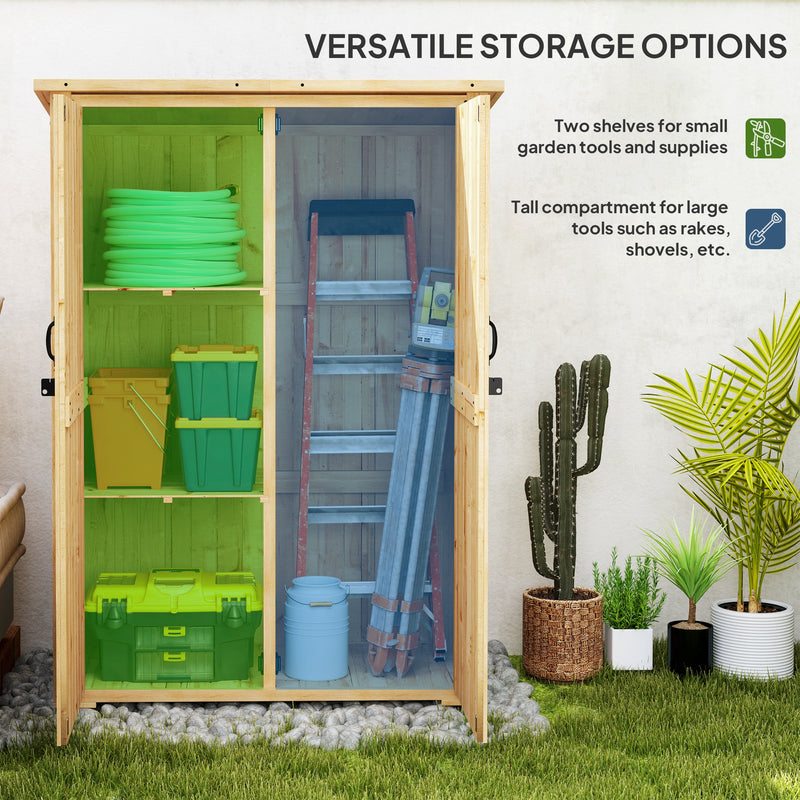 Outsunny Wooden Tool Storage Cabinet with Double Doors, Natural