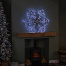 90cm Light up Silver Starburst Christmas Snowflake Hanging Decoration with 660 White LEDs