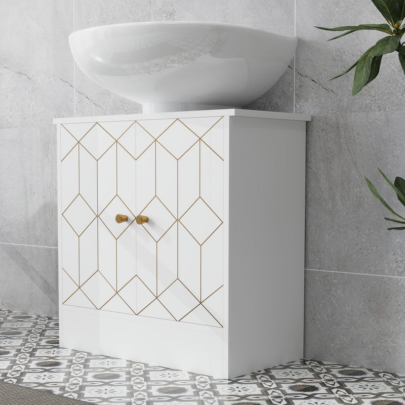 HOMCOM Bathroom Under Sink Cabinet for Basin with or without Pedestal White