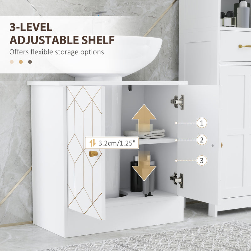 HOMCOM Bathroom Under Sink Cabinet for Basin with or without Pedestal White