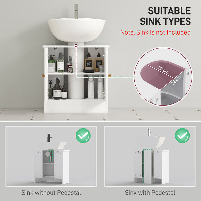 HOMCOM Bathroom Under Sink Cabinet for Basin with or without Pedestal White