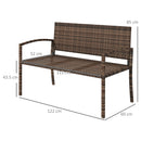 Outsunny Patio Rattan 2 Seater Garden Bench Love Seat Garden Armchair Brown