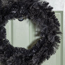 50cm Plain Black Tipped Hanging Christmas & Halloween Artificial Wreath