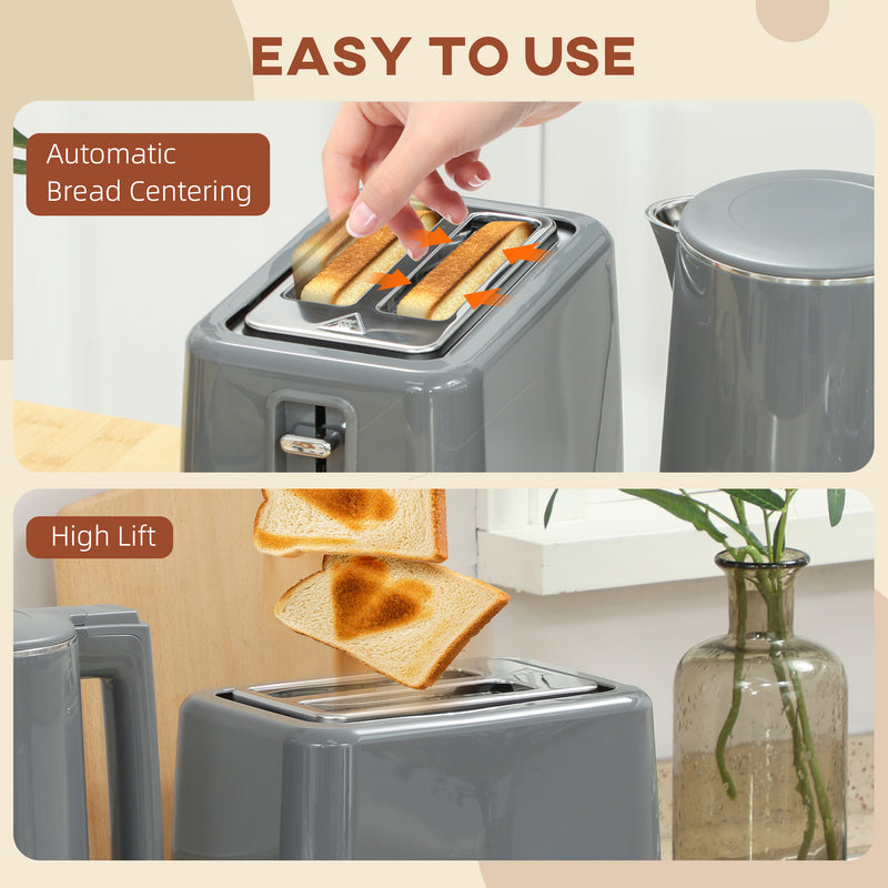 HOMCOM 1.5L 3000W Fast Boil Electric Kettle and 2 Slice Toaster Set