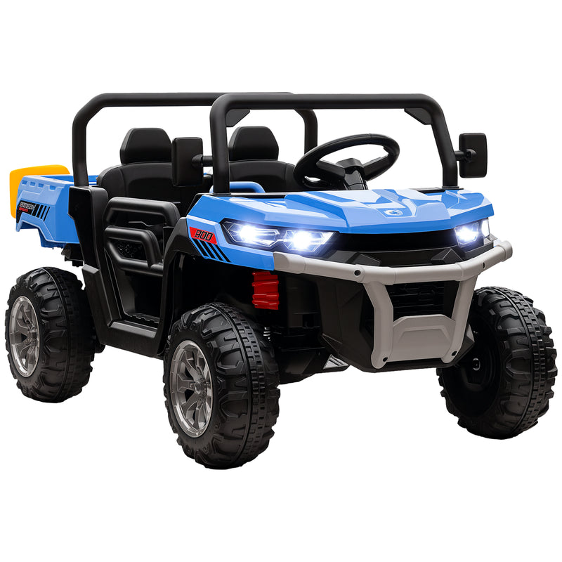 HOMCOM 12V Two-Seater Kids Electric Ride-On Car W/ Electric Bucket - Green