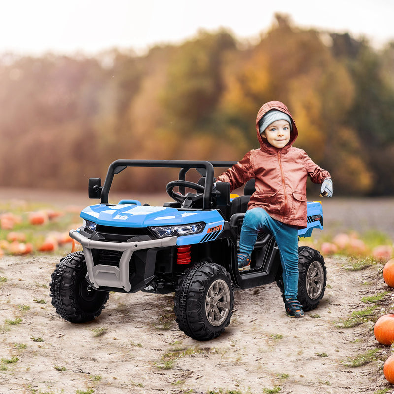 HOMCOM 12V Two-Seater Kids Electric Ride-On Car W/ Electric Bucket - Green
