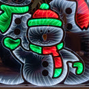 65cm Infinity Standing Snowmen Family on Metal Base with White, Red & Green LEDs