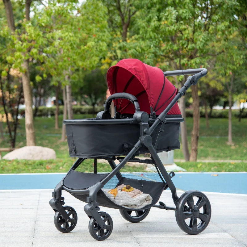HOMCOM Baby Stroller - Pushchair - Pram - Red
