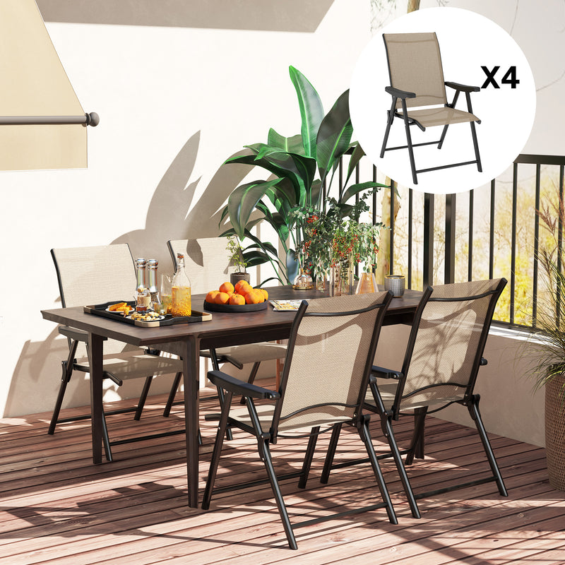 Outsunny 4PCS Folding Chair W/ Breathable Mesh Fabric Seat