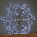 90cm Light up Silver Starburst Christmas Snowflake Hanging Decoration with 660 White LEDs