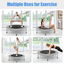Foldable Mini Trampoline with Springs and Padded Cover-Grey