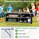 Aluminum Portable Picnic Table with 2-Tier Open Shelves and Spacious Tabletop-Black