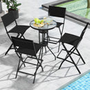 Folding Outdoor Bar Chair Set of 4 with Metal Frame and Footrest-Black