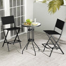 Folding Outdoor Bar Chair Set of 4 with Metal Frame and Footrest-Black